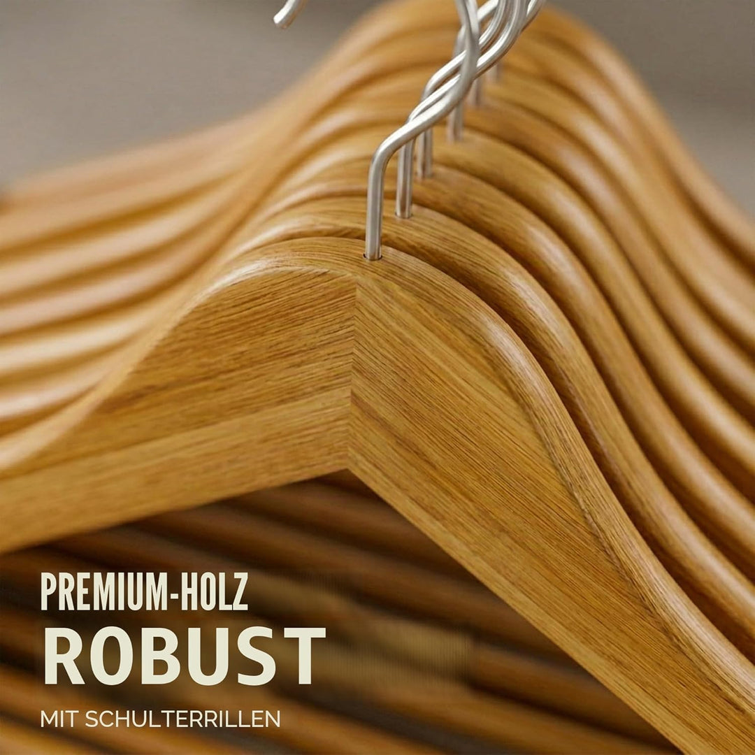 Utopia Home Premium Kleiderbügel Holz 20 Stück, Holzbügel mit 360 Grad Drehbarem Haken, Rutschfester