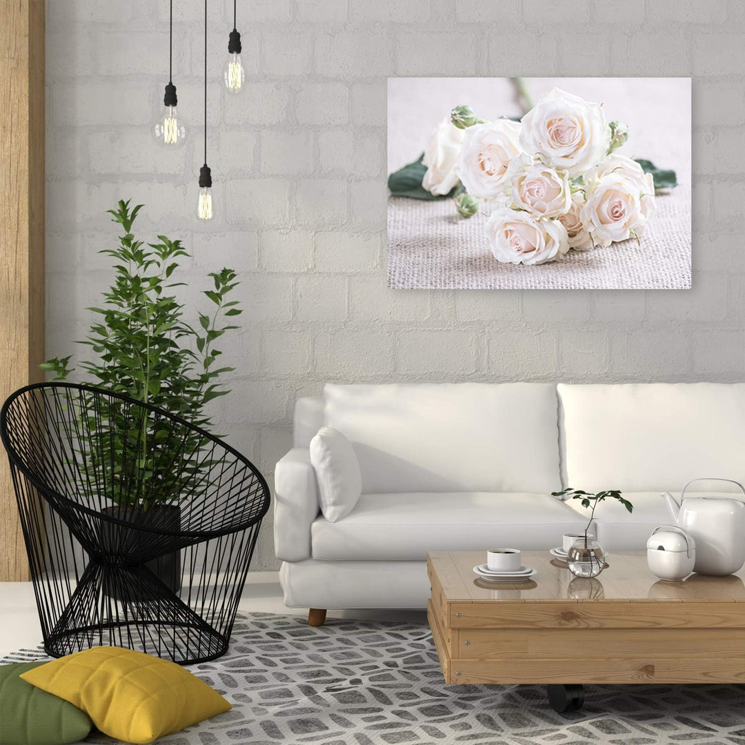 Feeby Vlies Leinwandbild Blumen Blumenstrauss 80x60 cm Wand Bild Kunstdruck Deko Wohnzimmer Wohnungs