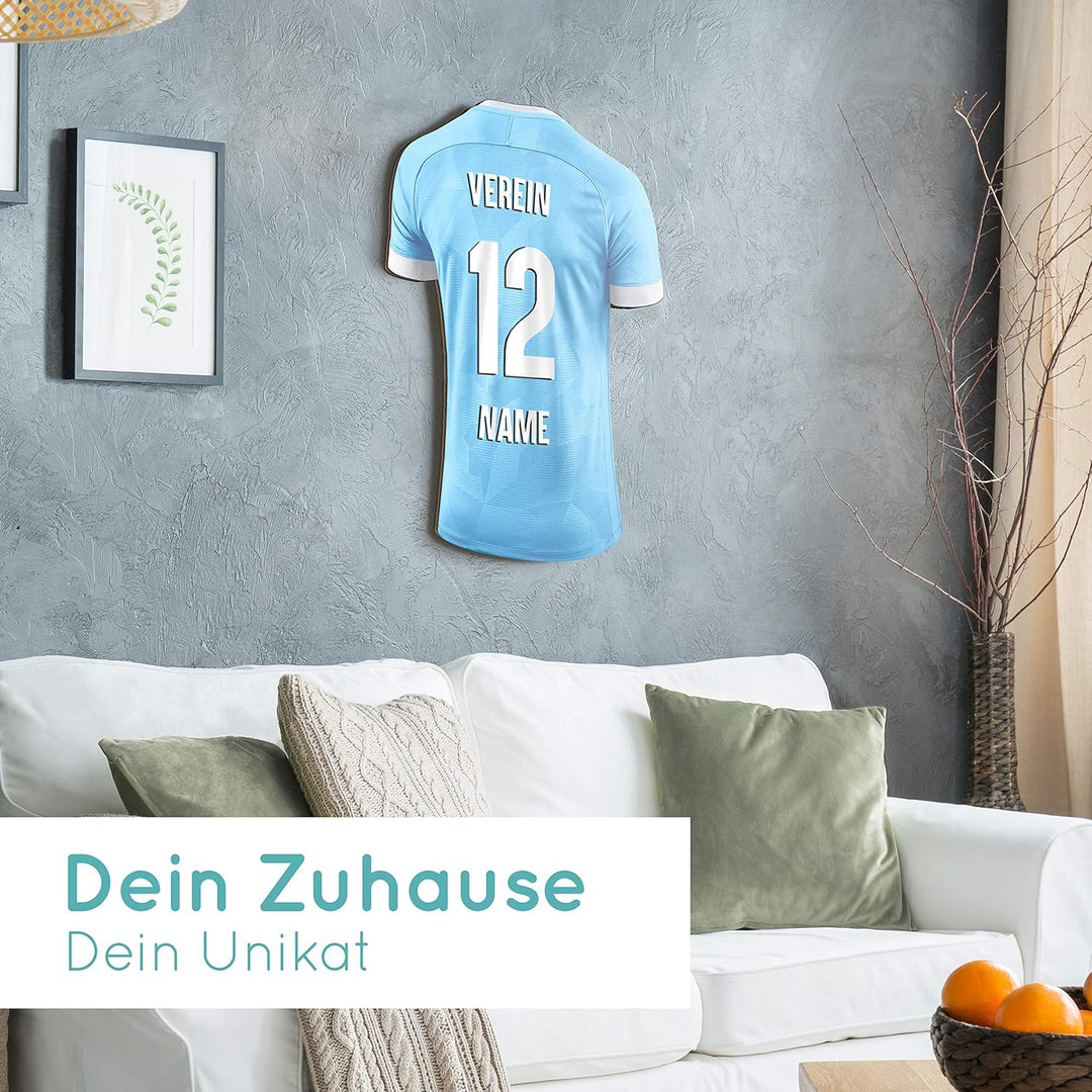 Elbeffekt Trikotlampe für Münchener Fans aus Holz - personalisierbares Geschenk - schenke Dein indiv