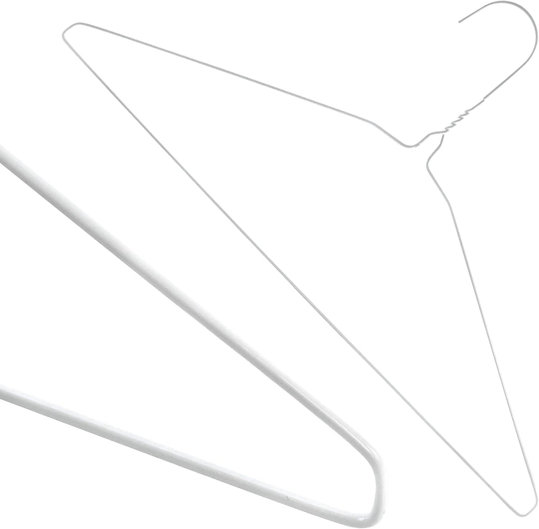 Hangerworld 20 Draht Kleiderbügel 40cm Weiss Mit Einkehrbung Metall-Kleiderbügel Extra flach, 20
