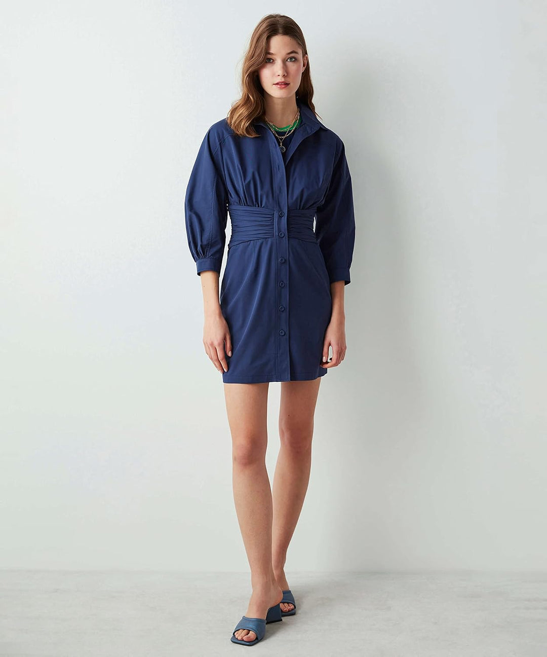 IPEKYOL Damen Waist Detail Mini Dress 34 Navy, 34 Navy