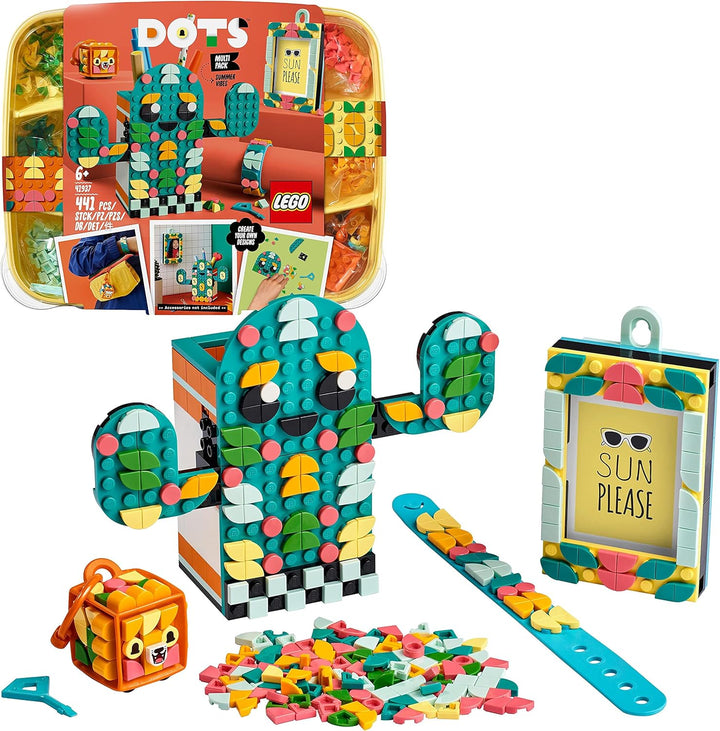 LEGO 41937 DOTS Kreativset Sommerspass Bastelset für Kinder, Set zum Basteln von Armband, Kinderzimm