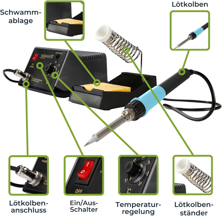 Velleman Lötstation 48W keramisch mit Ständer und Lötschwamm, VTSSC50N Single, Single
