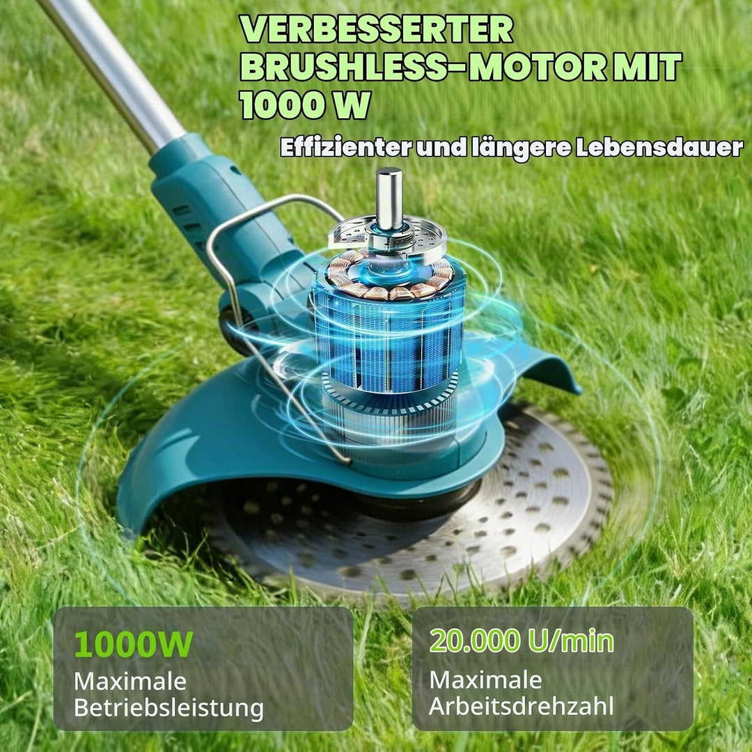 TOPALL Rasentrimmer mit Akku,Freischneider Akku mit 2X4.0Ah,Upgrade Rasentrimmer mit Bürstenloser Mo