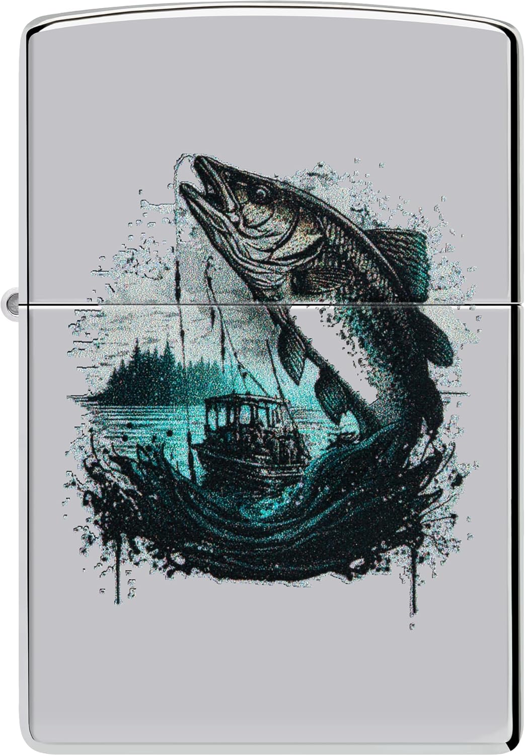 Zippo Sturmfeuerzeug - Fish and Boat, High Polish Chrome, Color Image - Nachfüllbar - Wiederverwendb