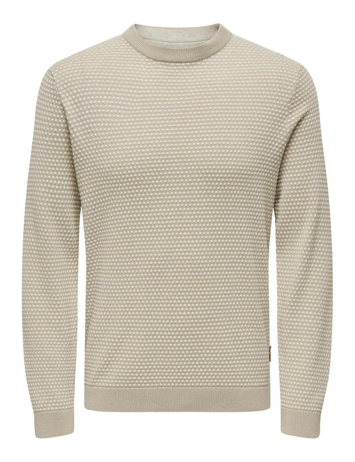 Only & Sons Herren Strickpullover S Silver Lining/Pattern:oatmeal Mel Dots, S Silver Lining/Pattern: