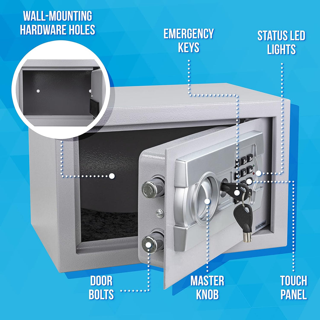 Silvergear® Elektronicscher Tresor mit Zahlencode | Mini Elektronischer Safe | Mini Stahlsafe mit Co