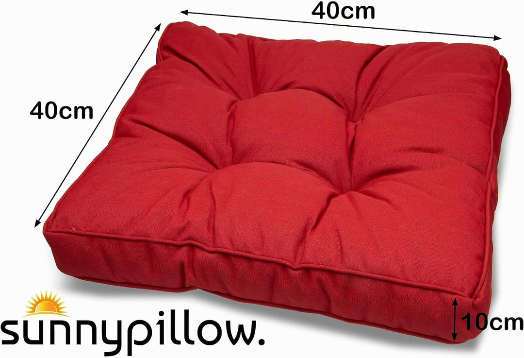 sunnypillow Polster für Gartenmöbel - Sitzkissen 40 x 40 cm für Rattanmöbel - Stuhlauflage Outdoor,