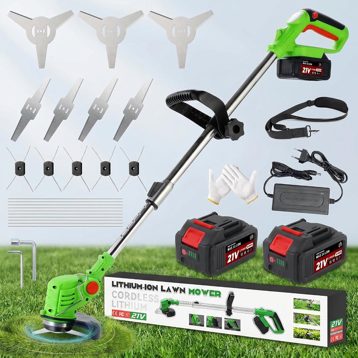 Fiutazge Rasentrimmer mit Akku 21V, Akku Rasentrimmer 3-in-1 Rasenkantenschneider mit 2×2,0Ah Akkus,