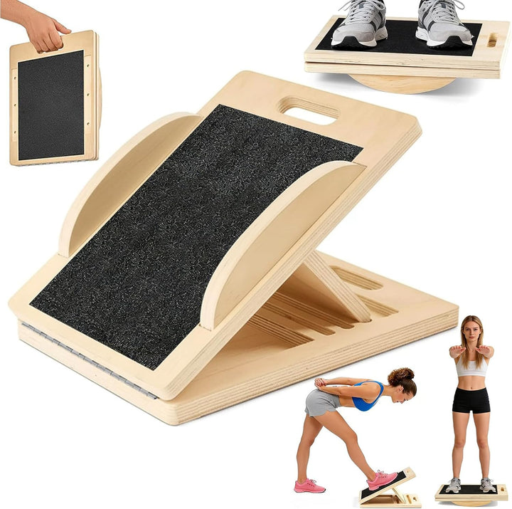 Balance Board aus Holz, Wobble Board 360°, Anti-Rutsch Schrägbrett für Waden Dehnen &amp; Physiotherapie