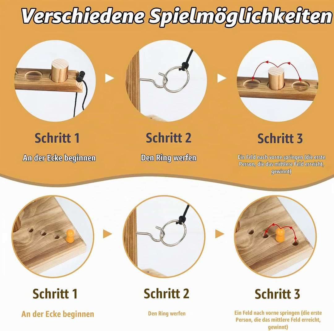 Ring Toss Game Ringwurfspiel für Erwachsene, ZAKVOP Hook Spiel 4 Spieler Ring Toss Hook mit Punkteta