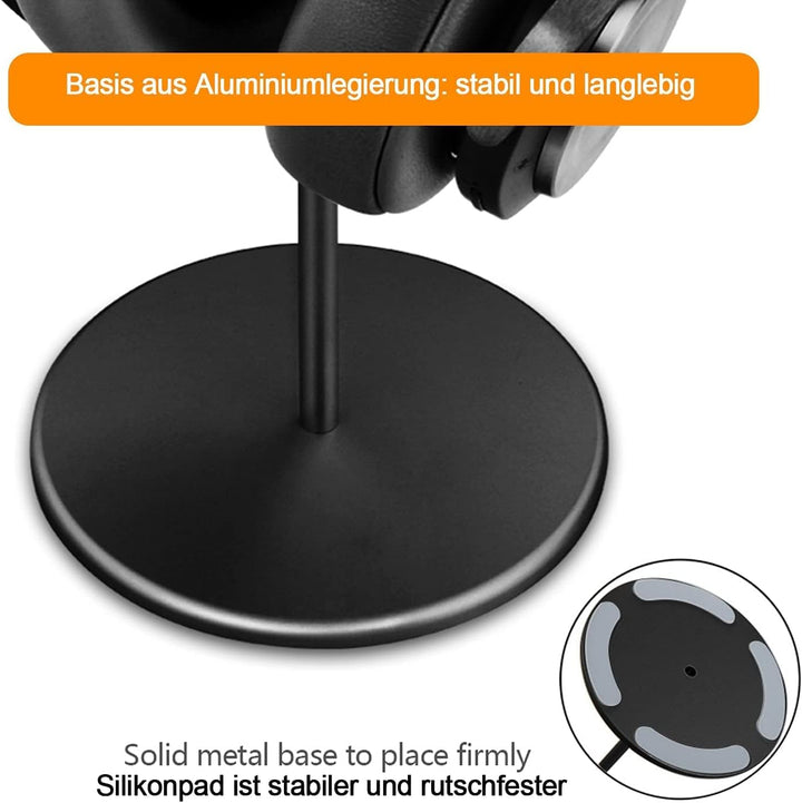 GGF Kopfhörer Ständer Headset Halterung aus Hochwertigem Walnussholz& Aluminium,Headset Ständer mit