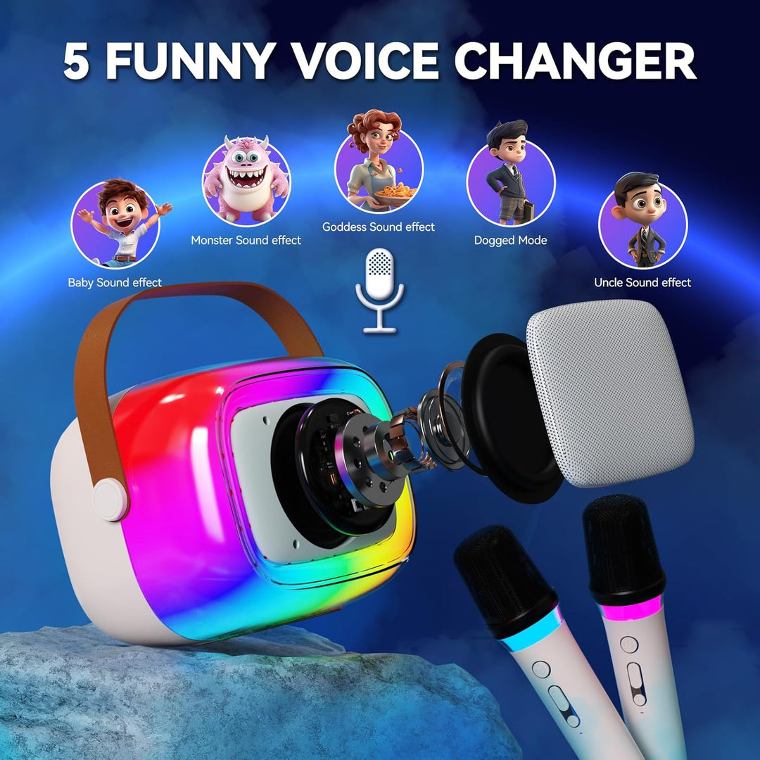 GUYUCOM Karaoke Machine mit 2 Kabellose Mini Mikrofon für Kinder und Erwachsene, Tragbaren Bluetooth