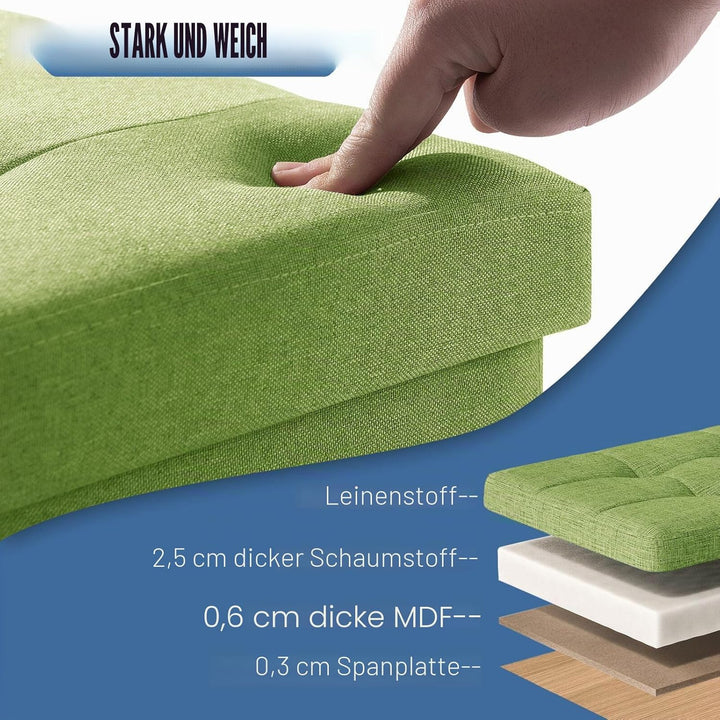 BRIAN & DANY Sitztruhe Sitzhocker Fusshocker mit Stauraum und Deckel mit Holzfüssen, 38 x 38 x 38 cm