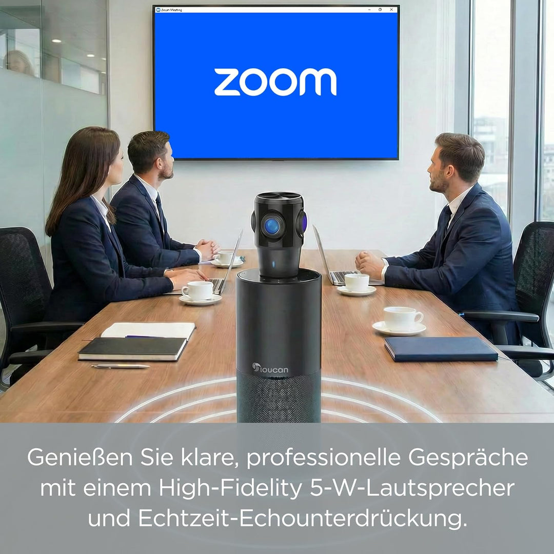 TOUCAN Video Conference System 360 – Professionelle Plug-und-Play-USB-Webcam mit 360°-Kamera, omnidi
