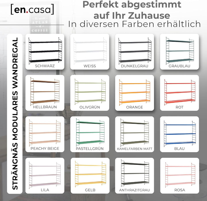[en.casa] Modulares Wandregal Strängnäs 2er Set Metallregal Anthrazitgrau Hängeregal mit 3 Regalböde