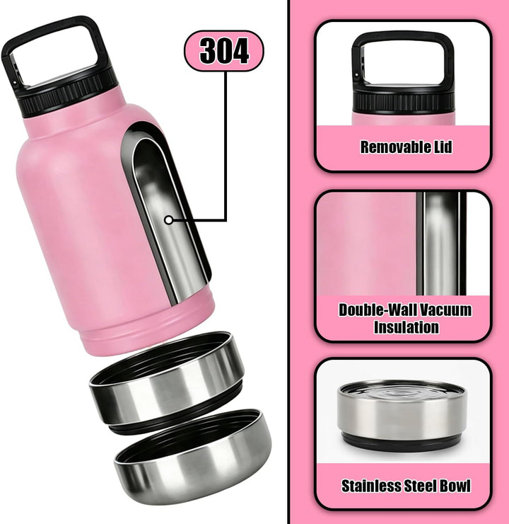 Trinkflasche Hunde für Unterwegs, 1000ml Reiseflasche 3-in-1 für Hunde &amp; Katzen aus Edelstahl mit Wa
