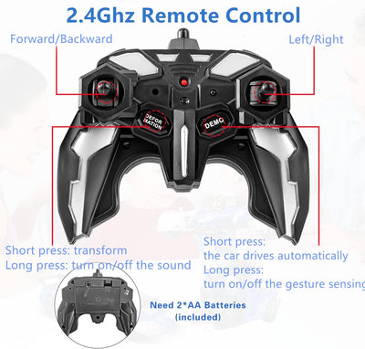 Yellcetoy Transform Spielzeug, Roboter Auto mit Handgesten Sening LED Licht Musik & Sound Effekt, Fe