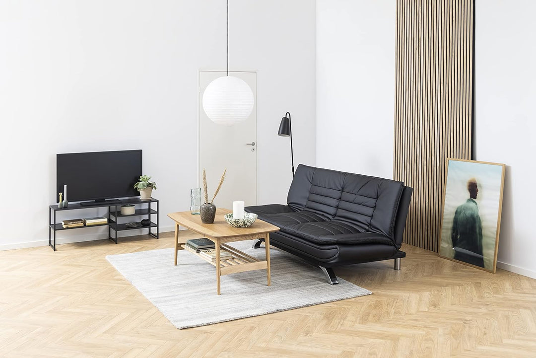 AC Design Furniture Jörn Asymmetrisches TV-Tisch mit 3 Ablagen, H: 46 x B: 120 x T: 33 cm, Schwarz E