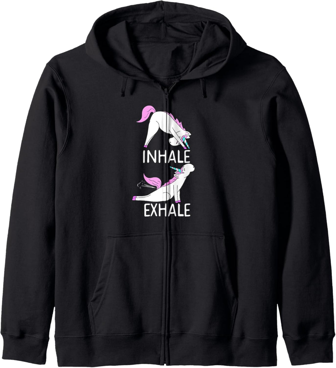Inhale Auspuff Lustiges Einhorn Yoga Meme Kapuzenjacke