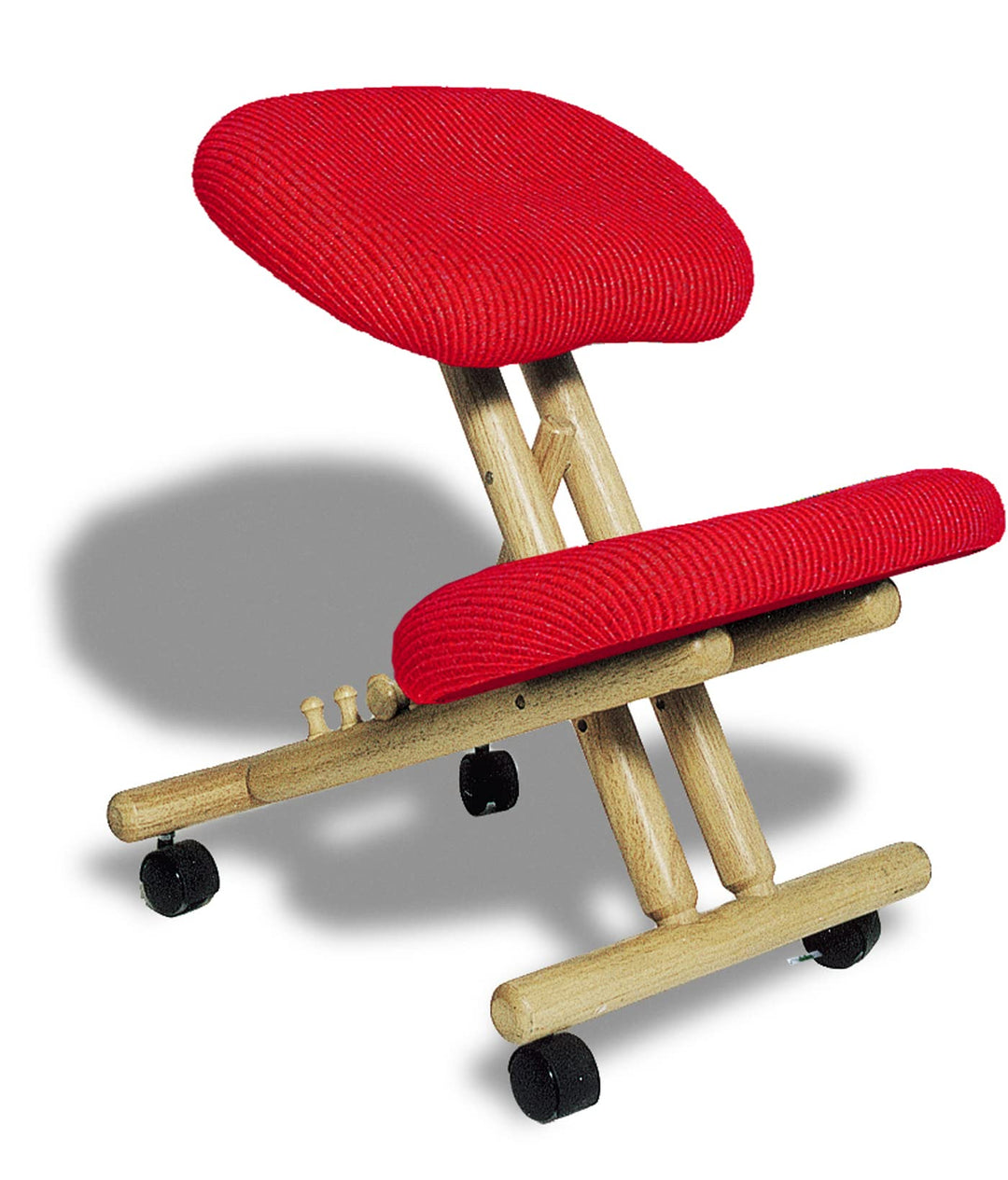 cinius Ergonomischer Stuhl Orthopädischer Kniestuhl Computerstuhl Kniehocker Stoff Natural/Rot Farbe