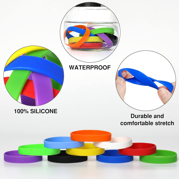 100 Stück Silikon Armbänder, Sport Party Gummi Elastic Armband Grosshandel Bulk-Armband für Kinder E