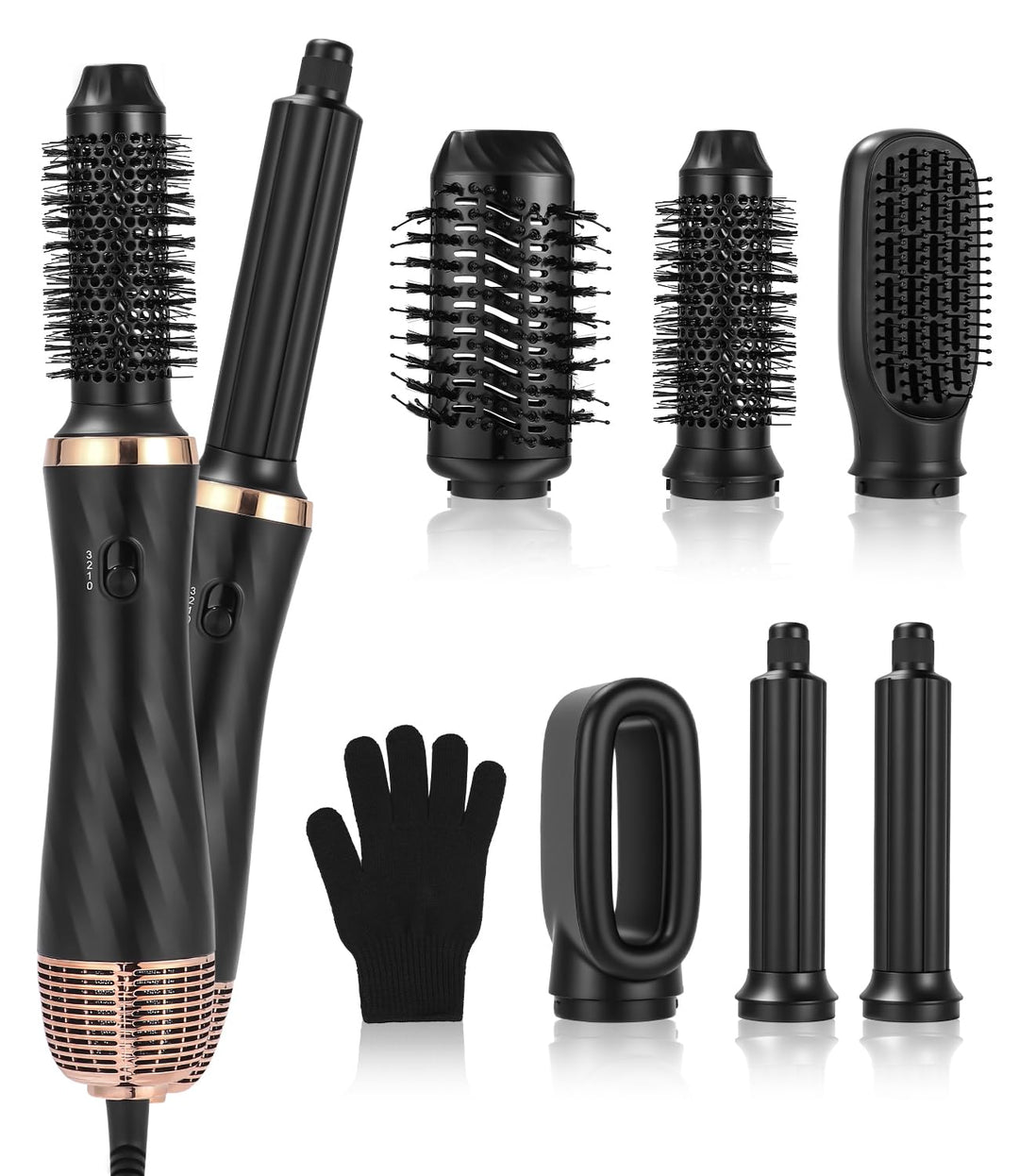 Hairstyler 6 in 1 Air Styler Set Mit 1000W Haartrockner, Rundbürstenföhn, Airflow Lockenstab Automat