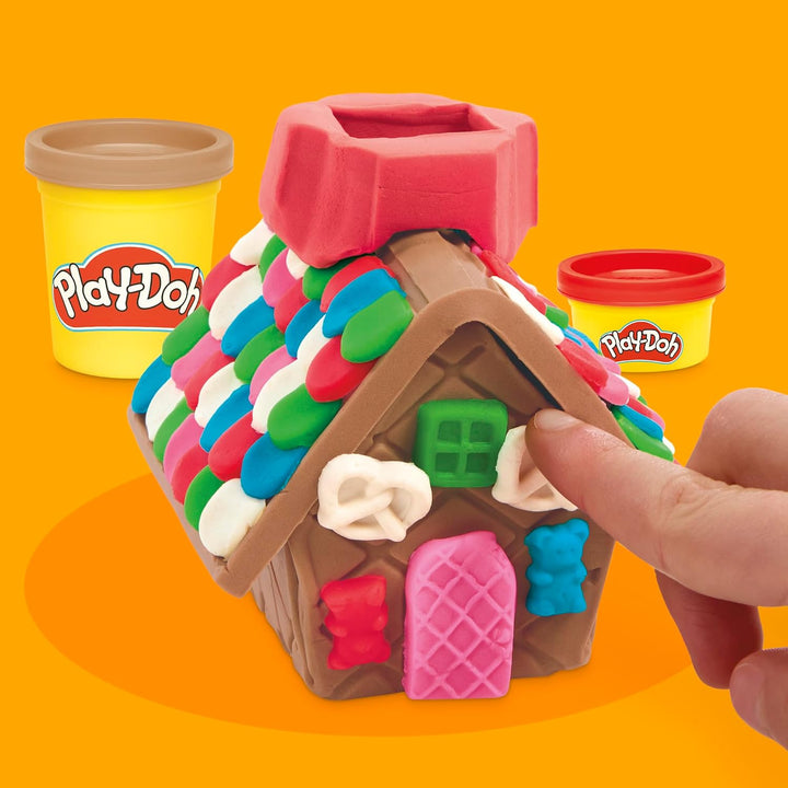 Play-Doh Builder Mini Lebkuchenhaus, Bauset zum Kneten &amp; Spielen, Set für alle Jahreszeiten mit 8 Do