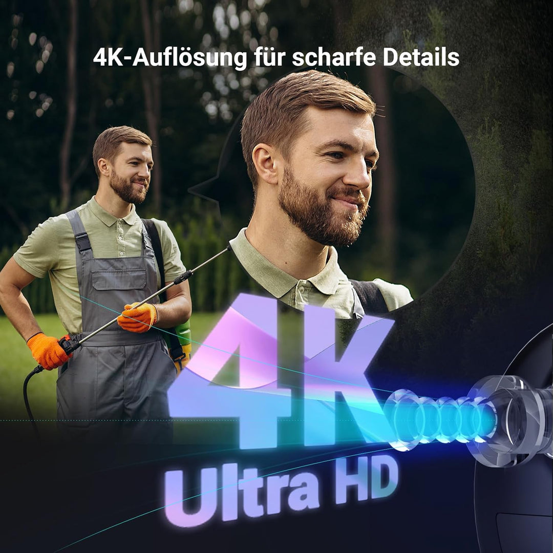 EZVIZ 4K Überwachungskamera Aussen Akku, Solar WLAN Kamera Outdoor mit 10400 mAh Akku, KI Personen-/