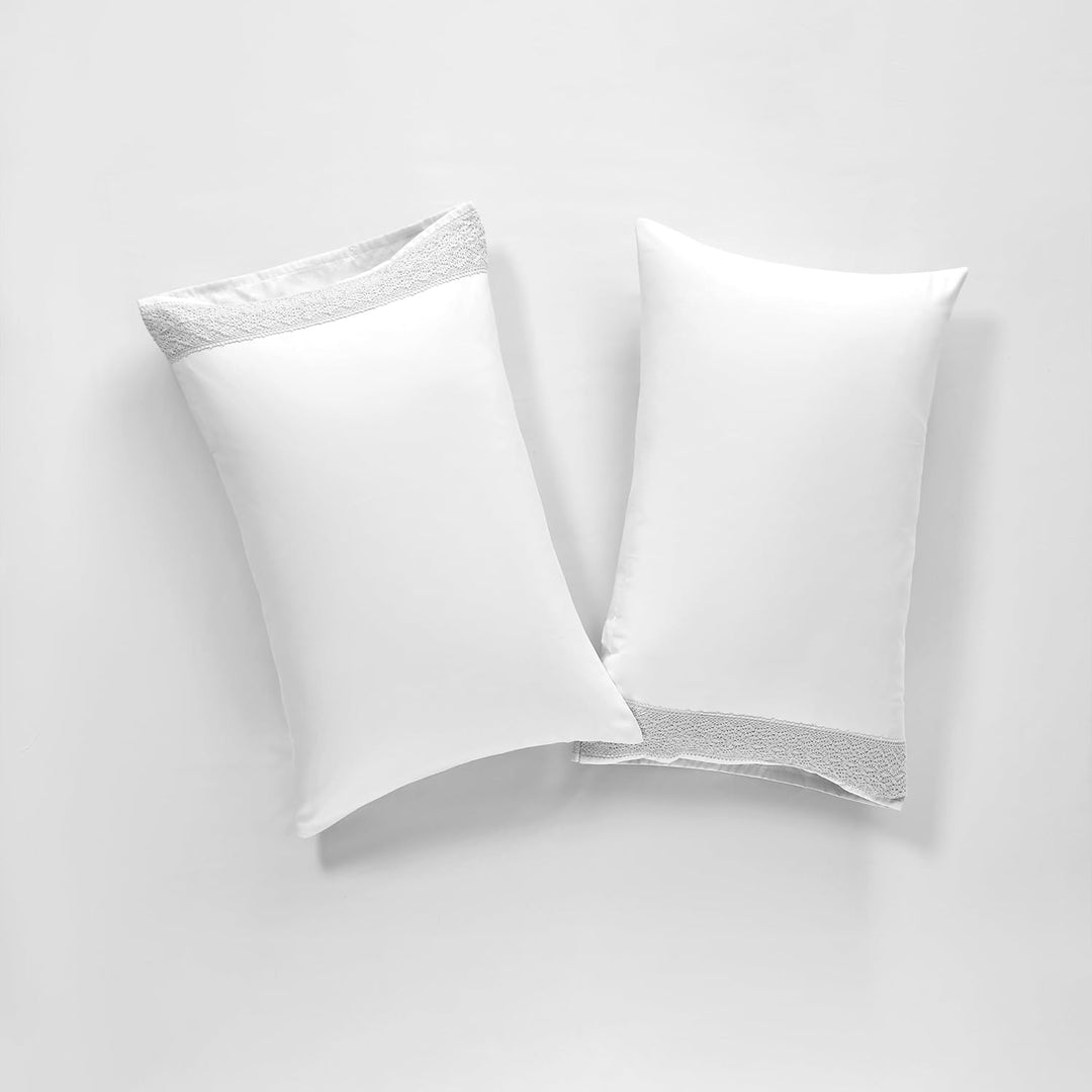 Amrapur Overseas 1MFLACEG-WHT-FL Bettwäsche-Set, Häkelspitze, 4-teilig, Weiss Weiss Full, Weiss Full