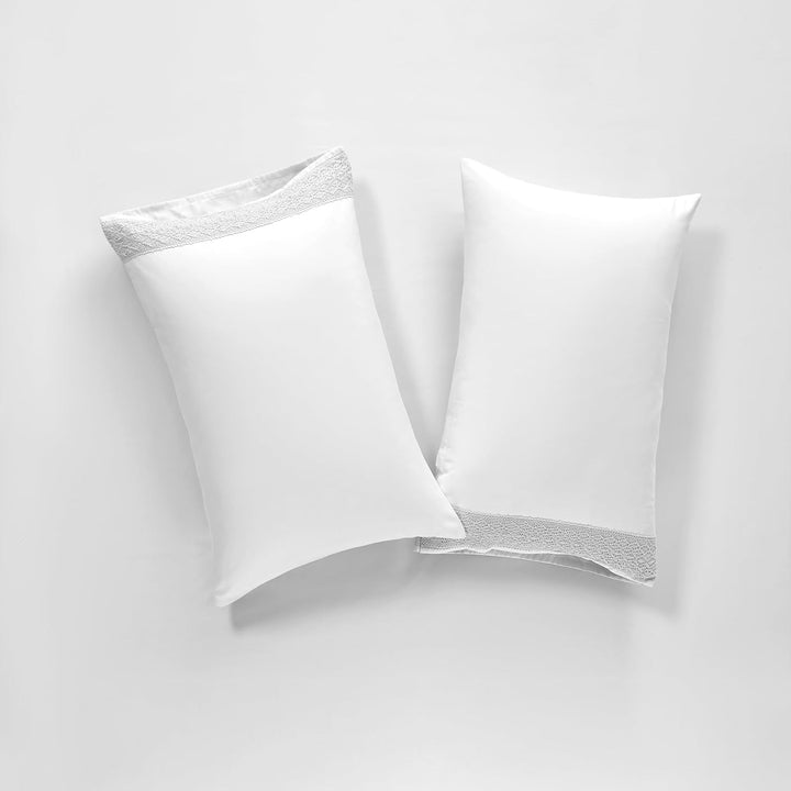 Amrapur Overseas 1MFLACEG-WHT-FL Bettwäsche-Set, Häkelspitze, 4-teilig, Weiss Weiss Full, Weiss Full