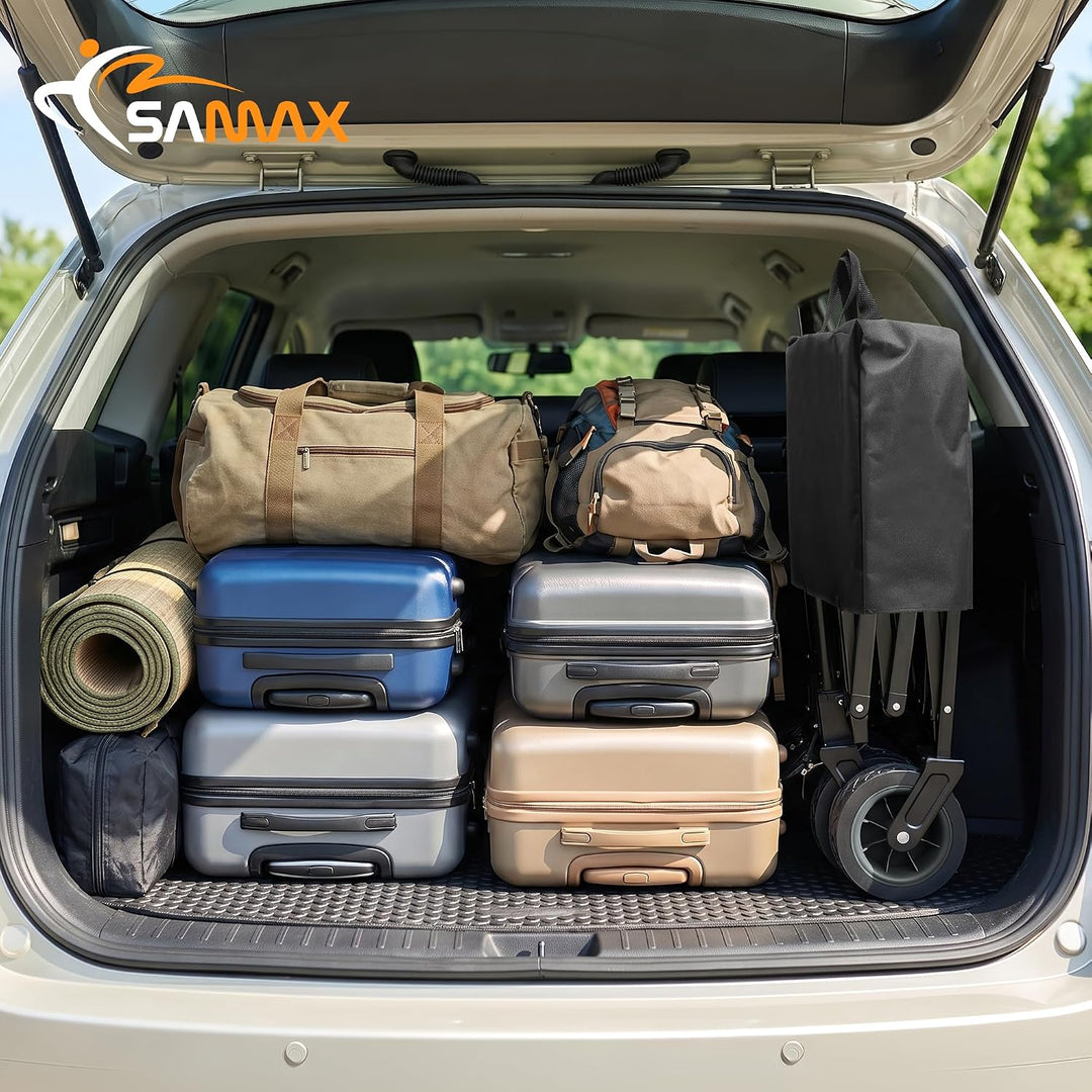 SAMAX Bollerwagen bis 200kg - 2in1 mit Bank - Faltbarer Handwagen Gartenwagen Strandwagen - Klappbar