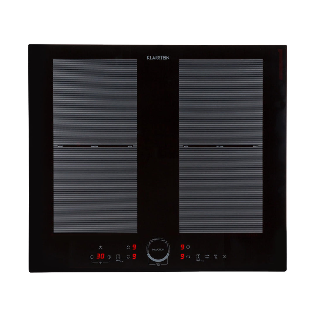 Klarstein Induktionskochfeld 4 Platten, Glaskeramik Kochfeld zum Einbauen, Touch-Display, Digitalanz