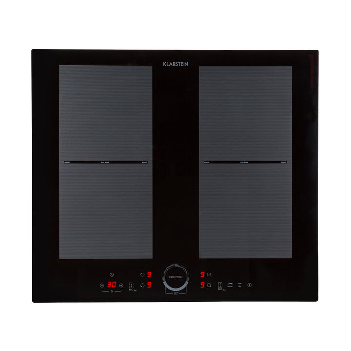 Klarstein Induktionskochfeld 4 Platten, Glaskeramik Kochfeld zum Einbauen, Touch-Display, Digitalanz