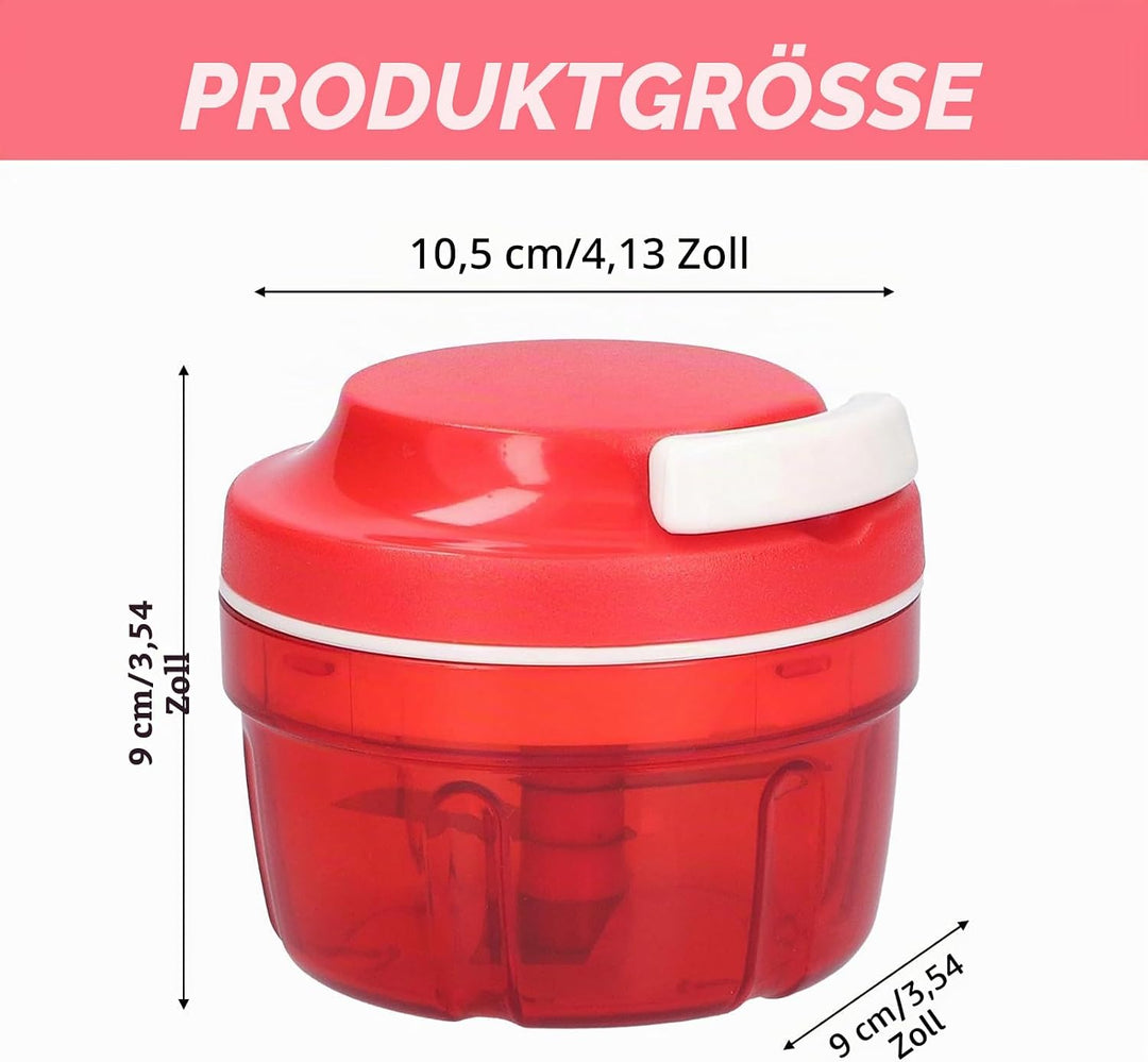 Zwiebelschneider, Zwiebelschneider mit Seilzug, 300ML Rot Zwiebel Zerkleinerer, Manuell Gemüseschnei