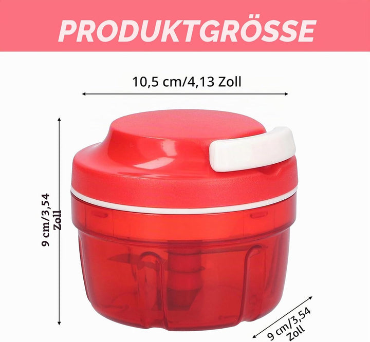Zwiebelschneider, Zwiebelschneider mit Seilzug, 300ML Rot Zwiebel Zerkleinerer, Manuell Gemüseschnei