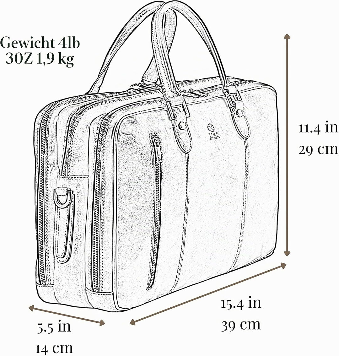 Time Resistance Leder Aktentasche handgefertigte Umhängetasche Laptoptasche für bis zu 15 Zoll Lapto