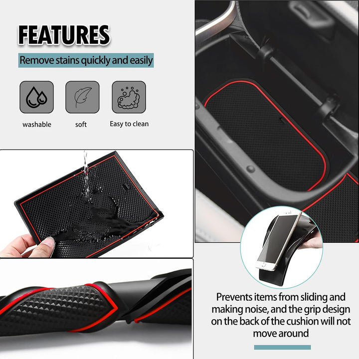 SHAOHAO für MINI Cooper F66 Ice 2025 2026 Gummimatten, Mittelkonsole Antirutschmatten, Getränkehalte