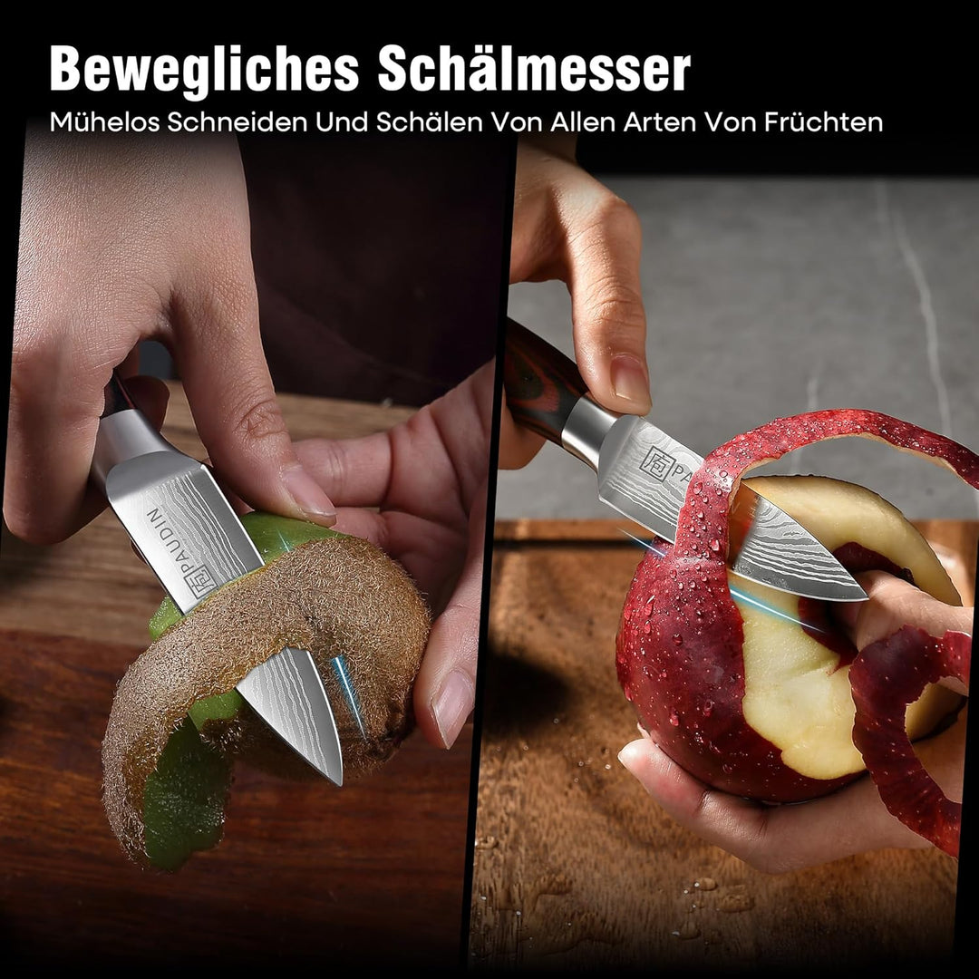 PAUDIN 9cm Gemüsemesser, Scharf Obstmesser Schälmesser Küchen Messer Ergonomischer Griff Deutscher E
