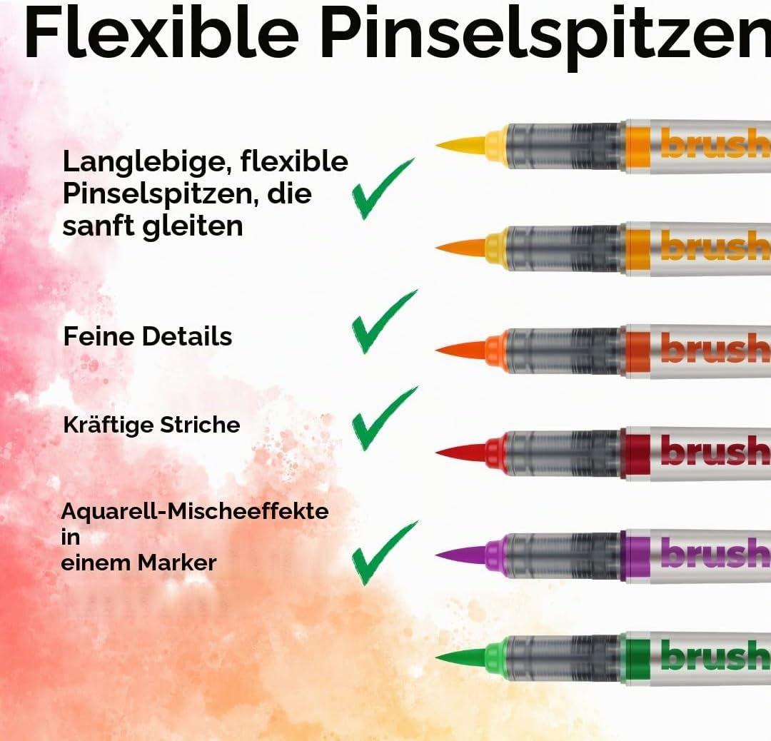 KARIN Mega Box PLUS - 72 Farben + 3 Blender, Brushmarker PRO - Brushpens auf Wasserbasis geeignet zu