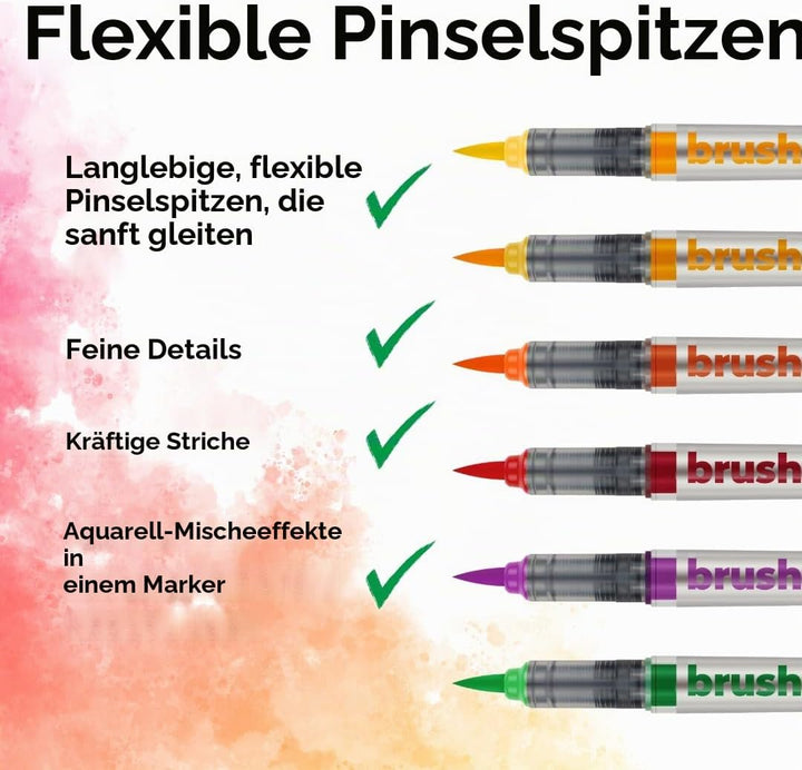 KARIN Megabox Brushmarker PRO set. 60 Farben Brushpens auf Wasserbasis geeignet zum Malen, Zeichnen