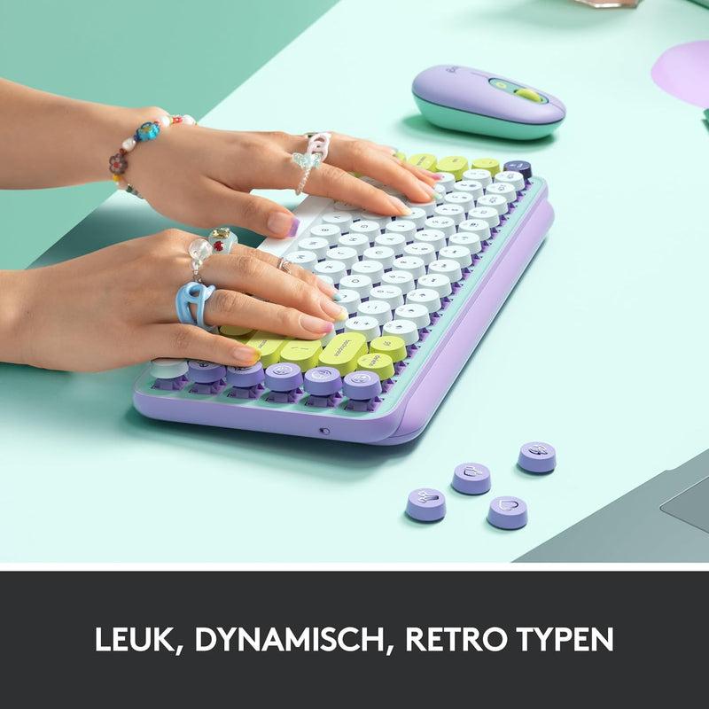 Logitech POP Keys Mechanische kabellose Tastatur mit anpassbaren Emoji-Tasten, US QWERTY-Layout - Gr