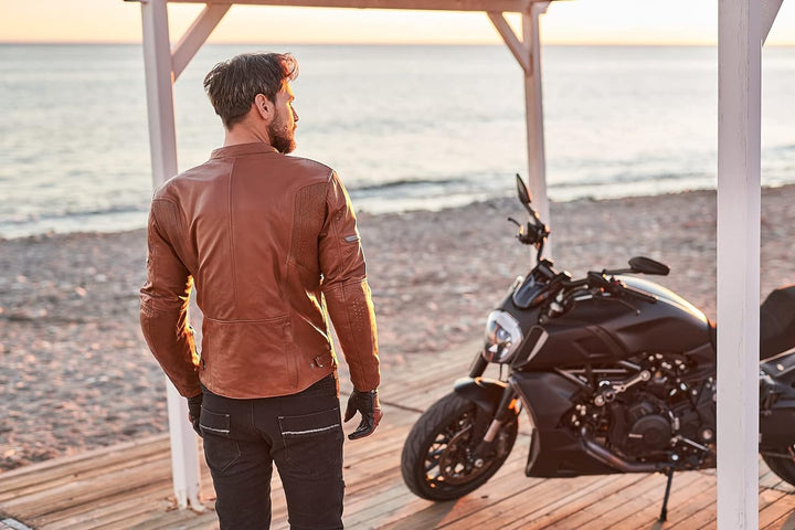 SHIMA HUNTER Motorradjacke Herren | Vintage Biker-Lederjacke Belüftet mit CE Rücken, Schulter und El