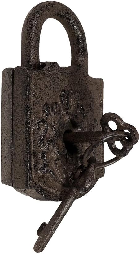 Deko Vorhängeschloss Gusseisen Rustikal mit 2 Schlüsseln Vintage Antik-Stil