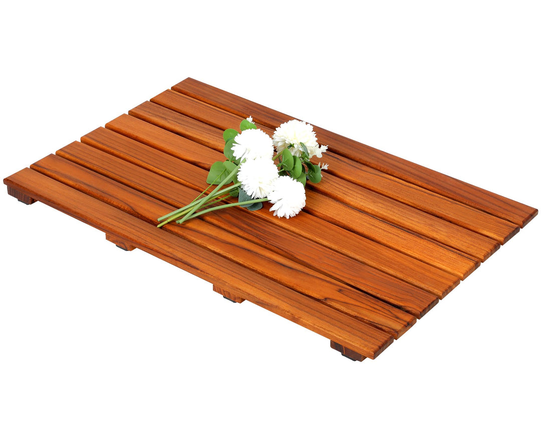 VaeFae Teak Duschmatte rutschfeste Badematte Luxus Spa Matte Holzmatte für Badewanne 43.2 x 66 cm La