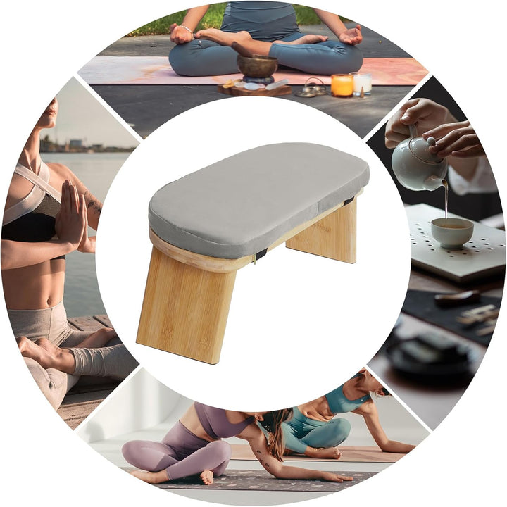 MINRS Meditationsbank klappbar Meditationshocker Holz Meditationsbank mit kissen Ergonomischer Gebet
