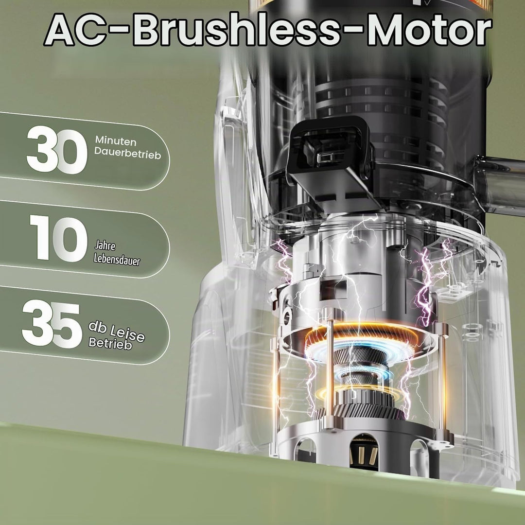 Entsafter Slow Juicer mit 6 Zoll Grosser Einfüllschacht Grau