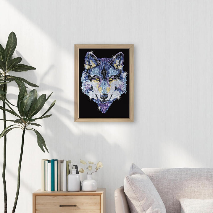 Kitfix - Sequin Art Wolf mit Holzrahmen - 27 x 36cm - Sequin Art Blue Premium - Paillettenbild - Bas