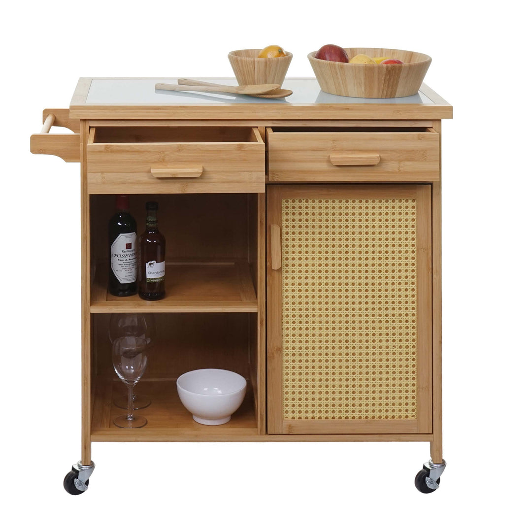 Mendler Servierwagen HWC-K11, Küchenwagen Barwagen Rollwagen, Griff Schublade Arbeitsplatte 85x84x36