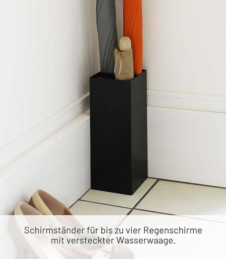 YAMAZAKI 'Smart' 6719 Schirmständer, Stahl, Polypropylene, Schwarz, kompakter Eckschirmständer, L 11
